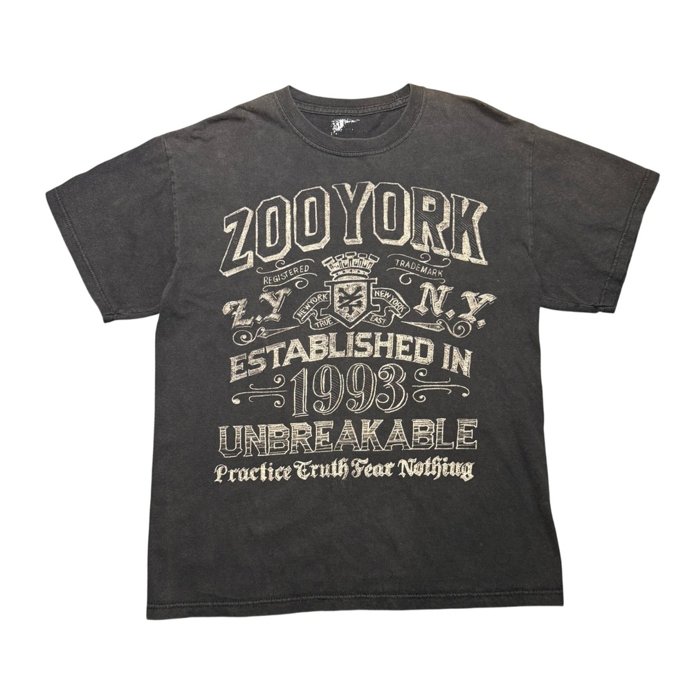 Y2K Zoo York T-Shirt Black Short Sleeve Unbreakable Skate Tee Size M